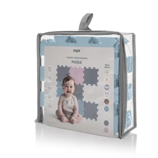 Slika Puzzle podloga od pjene 30 × 30 cm (9 kom) Floral Blue Zopa 