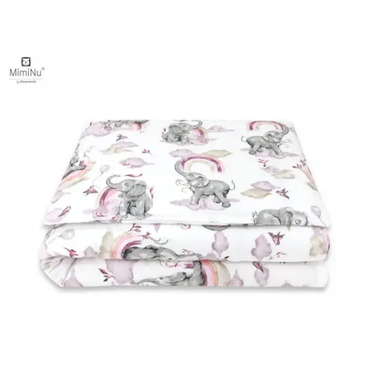 Slika Posteljina set 2 elem. Slonić i duga Roza (za krevetić 120x60 cm) - MimiNu