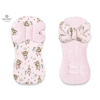 Slika Univerzalni dvostrani umetak za kolica, auto i biciklističko sjedalo + jastuk, Mala Balerina + Minky Roza - MimiNu