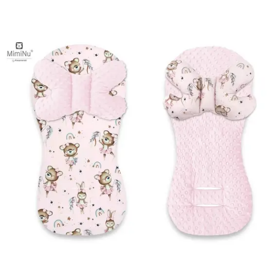 Slika Univerzalni dvostrani umetak za kolica, auto i biciklističko sjedalo + jastuk, Mala Balerina + Minky Roza - MimiNu