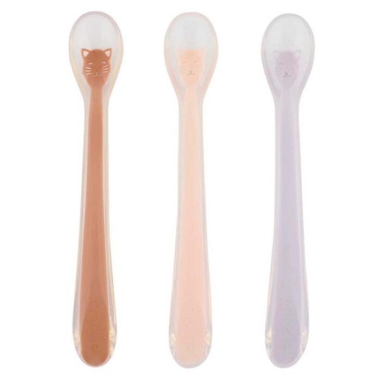 Slika 3-dijelni set ergonomskih silikonskih žličica mrs. cat trixie® 