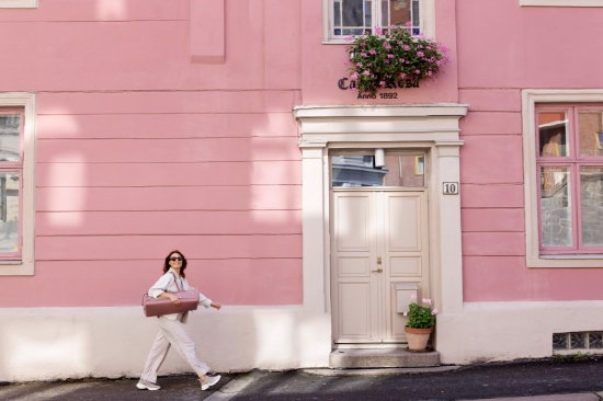 Slika Voksi Carry me, mekana prijenosna košara Blush Pink Leaf