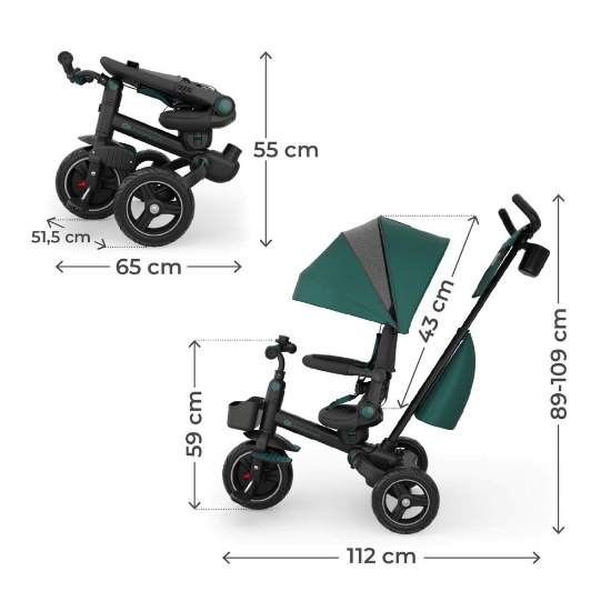 Slika Tricikl SPINSTEP 2 PLUS, zeleni Kinderkraft 