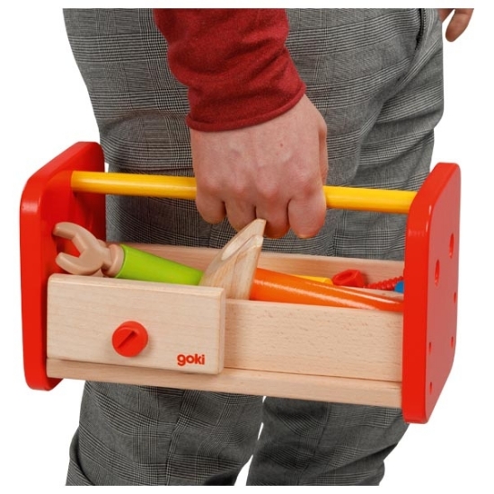 Slika Drveni radni stol 58871 - prijenosni set alata za djecu 3+ Goki 