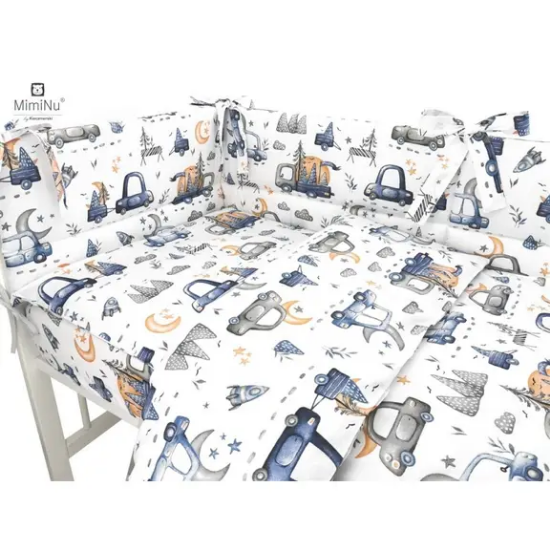 Slika Posteljina set 5 elem. Cars Plavi (za krevetić 120x60 cm) - MimiNu