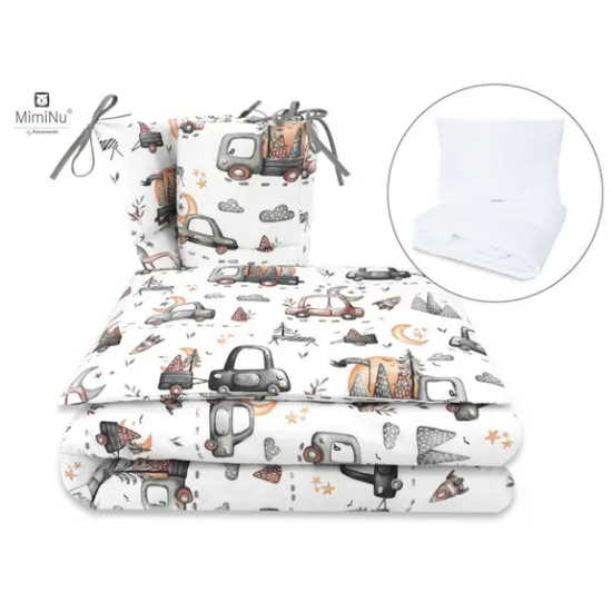 Slika Posteljina set 5 elem. Cars Sivo (za krevetić 120x60 cm) - MimiNu