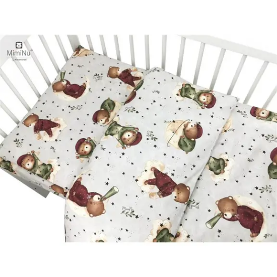 Slika Posteljina set 5 elem. Medo na oblaku (za krevetić 120x60 cm i 140x70cm) - MimiNu