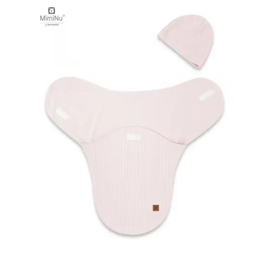 Slika Dekica/Swadler za spavanje sa kapicom Soft puder roza - MimiNu