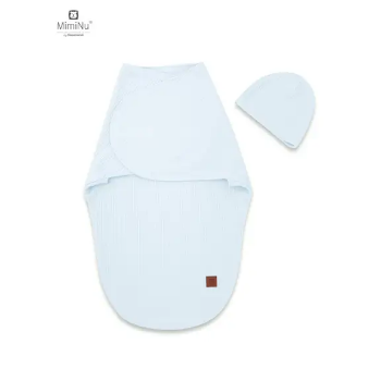 Slika Dekica/Swadler za spavanje sa kapicom Soft blue - MimiNu
