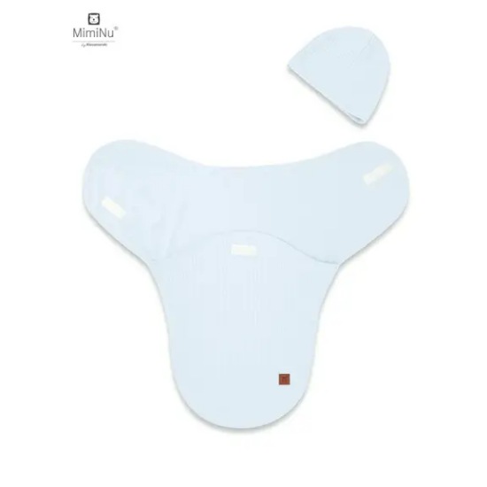 Slika Dekica/Swadler za spavanje sa kapicom Soft blue - MimiNu