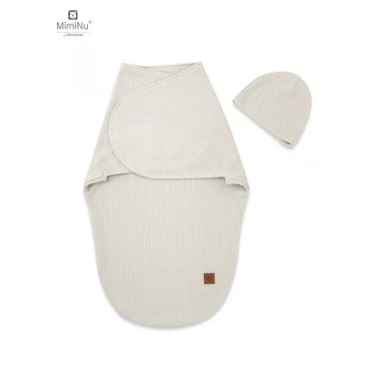 Slika Dekica/swadler za spavanje sa kapicom Soft bež - MimiNu