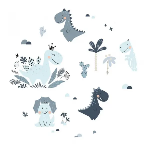 Slika Posteljina set 2 elem. Dino Blue (za krevetić 120x60 cm) - MimiNu