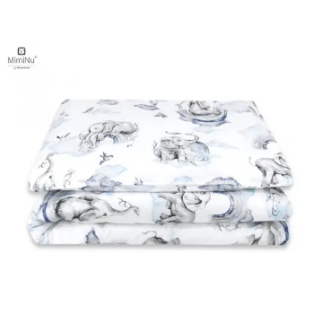 Slika Posteljina za bebe set 5 elem. Slonić i duga plavo - MimiNu