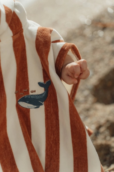 Slika Pončo za plažu Ocean World Brown Stripe - Little Dutch