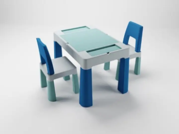 Slika Set dječjeg namještaja (stol, 2 stolice) Teggi Multifun Turquoise/Navy/Grey - Tega Baby