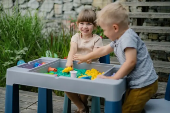 Slika Set dječjeg namještaja (stol, 2 stolice) Teggi Multifun Turquoise/Navy/Grey - Tega Baby