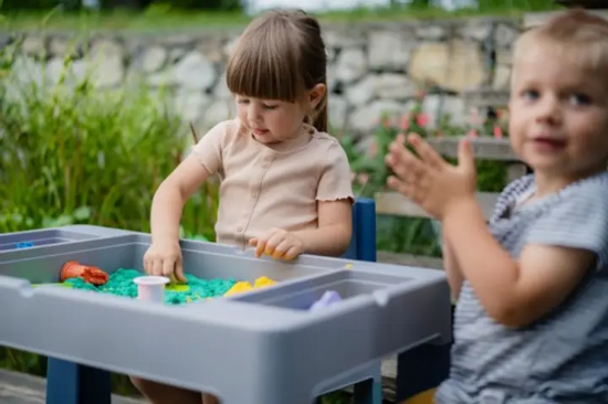 Slika Set dječjeg namještaja (stol, 2 stolice) Teggi Multifun Turquoise/Navy/Grey - Tega Baby