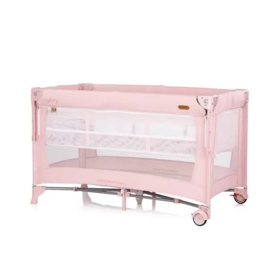 Slika Putni krevetić s bočnom stranicom i sklapanjem jednom rukom Glory Pink Marshmalllow Chipolino 