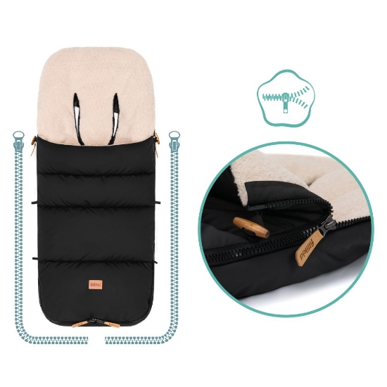 Slika Footmuff Kinley zimska vreća za kolica, Teddy black Fillikid 