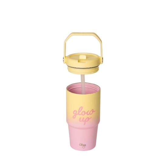 Slika 600ml Termo Boca Tumbler Glow Up Pink Yellow Citron 