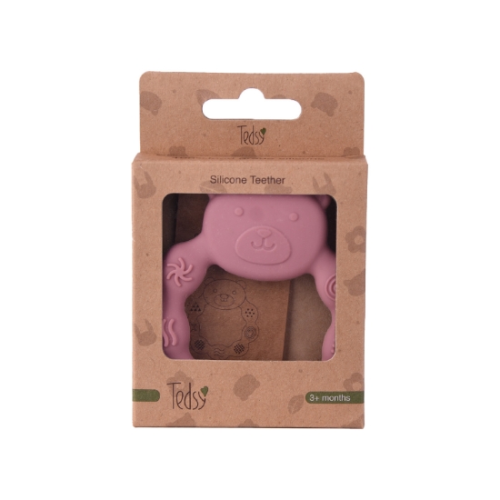 Slika Silikonska grickalica Medvjedić - Dark Pink Amek 