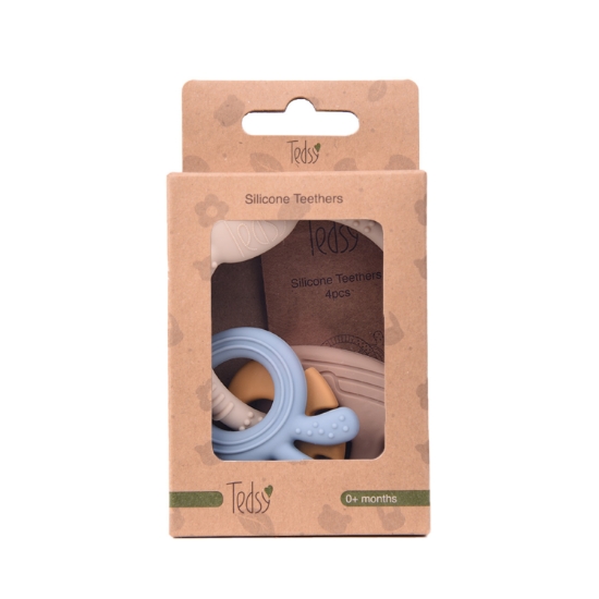 Slika Silikonska grickalica 4 kom - Žuta/Siva/Plava Amek 