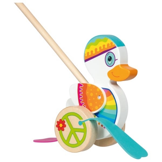 Slika Drvena guralica Push Along - Patka Enna Goki 