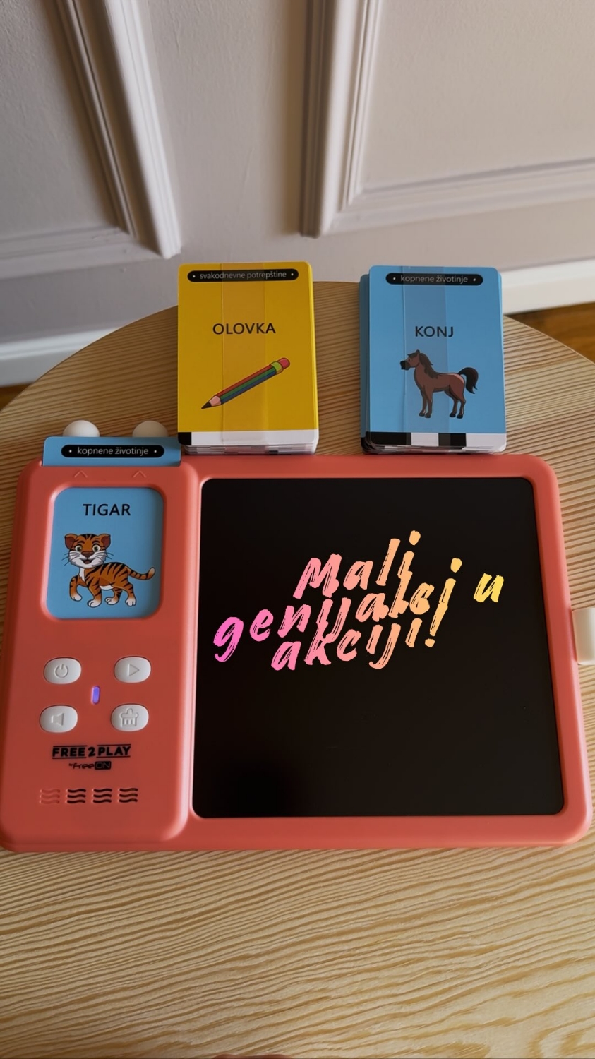 🎨 Interaktivni tablet za mališane 🖍️Savršen za igru i učenje kod kuće, u pokretu ili na odmoru!✨ Zabavno i edukativno:16 tema, 112 kartica, 224 riječi i zvukovi.Razvija pažnju, koncentraciju i fine motoričke vještine.Potiče govor, maštu i pove...