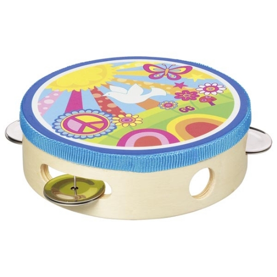 Slika Bubanj sa zvonima Sunshine - drveni tamburin za djecu 3+ Goki 