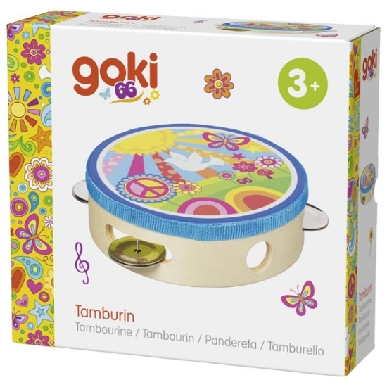 Slika Bubanj sa zvonima Sunshine - drveni tamburin za djecu 3+ Goki 