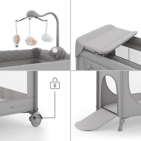 Slika Putni krevetić LEODY UP, Grey s dodacima Kinderkraft 