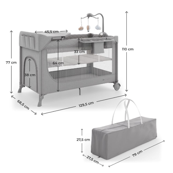 Slika Putni krevetić LEODY UP, Grey s dodacima Kinderkraft 