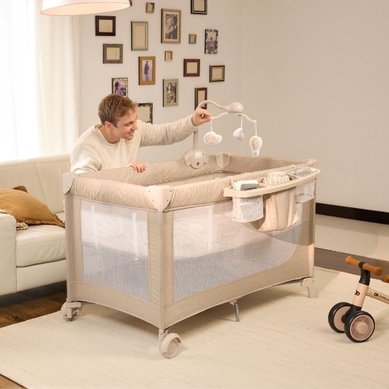 Slika Putni krevetić LEODY UP, Beige s dodacima Kinderkraft 