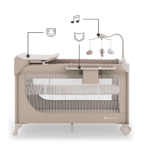 Slika Putni krevetić LEODY UP, Beige s dodacima Kinderkraft 