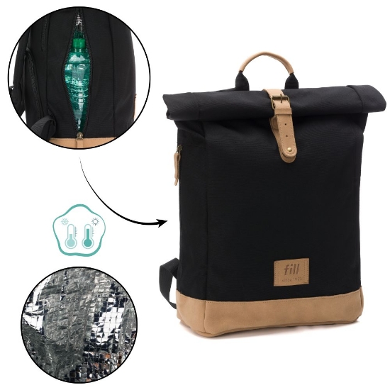 Slika Torba/ruksak za mamu Rolltop Berlin, crni Fillikid 