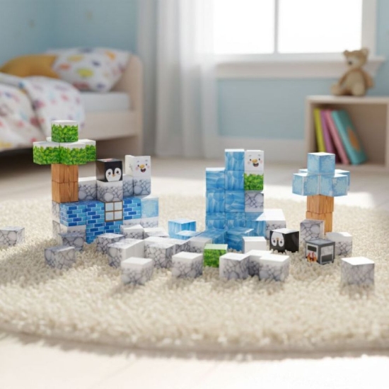 Slika Magnetni set građevinske kocke Zima - 97 dijelova