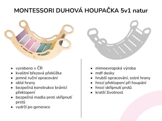 Slika Montessori rainbow swing 5in1 natur