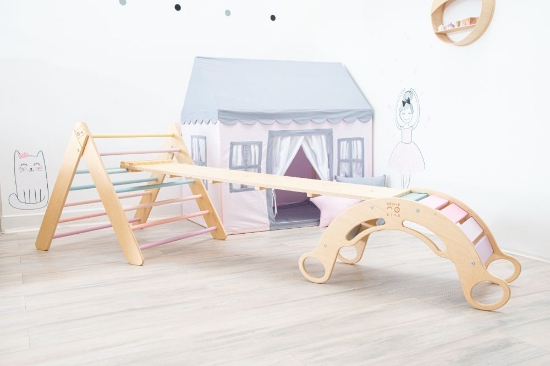 Slika Montessori rainbow swing 5in1 natur