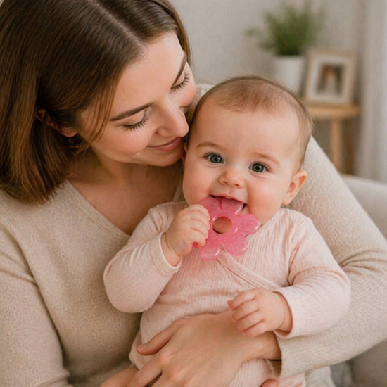 Slika Gelirana grickalica za zube Cvijet, roza BabyOno 