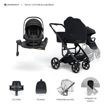 Slika Sirius dječja kolica 4u1, Black B Avionaut 