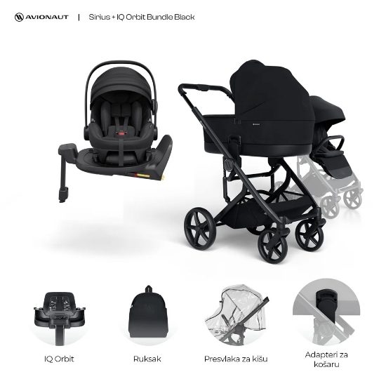 Slika Sirius dječja kolica 4u1, Black B Avionaut 