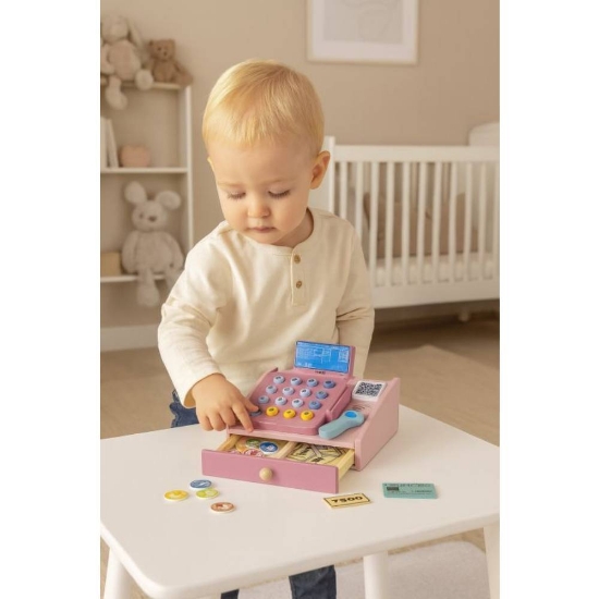 Slika Drvena blagajna 3 god+, roza Ecotoys 