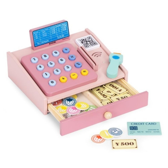 Slika Drvena blagajna 3 god+, roza Ecotoys 