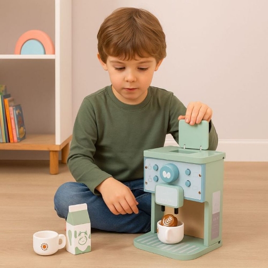 Slika Drveni aparat za kavu Barista, 8 dijelova Ecotoys 