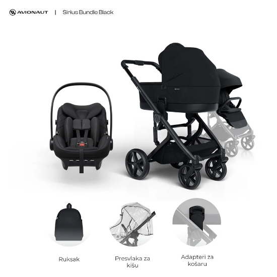 Slika Sirius dječja kolica 3u1, Black B Avionaut 