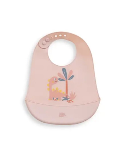 Slika Silikonski podbradak za bebe - Dino roza InterBaby 