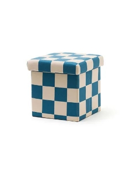 Slika Sjedalo i kutija za pohranu 30 cm, Pouffe check teal - Kid's Concept