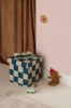 Slika Sjedalo i kutija za pohranu 30 cm, Pouffe check teal - Kid's Concept