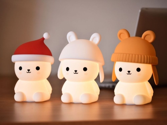 Slika Silikonska lampica Medvjedić s kapicom 3 kom s daljinskim upravljačem