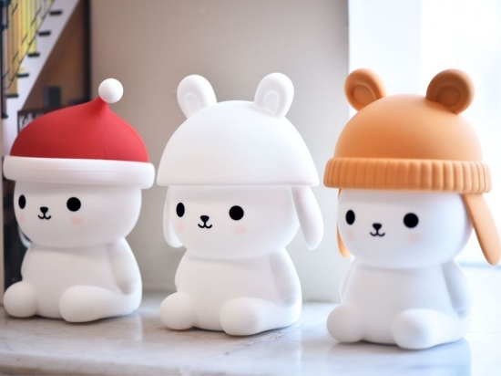 Slika Silikonska lampica Medvjedić s kapicom 3 kom s daljinskim upravljačem